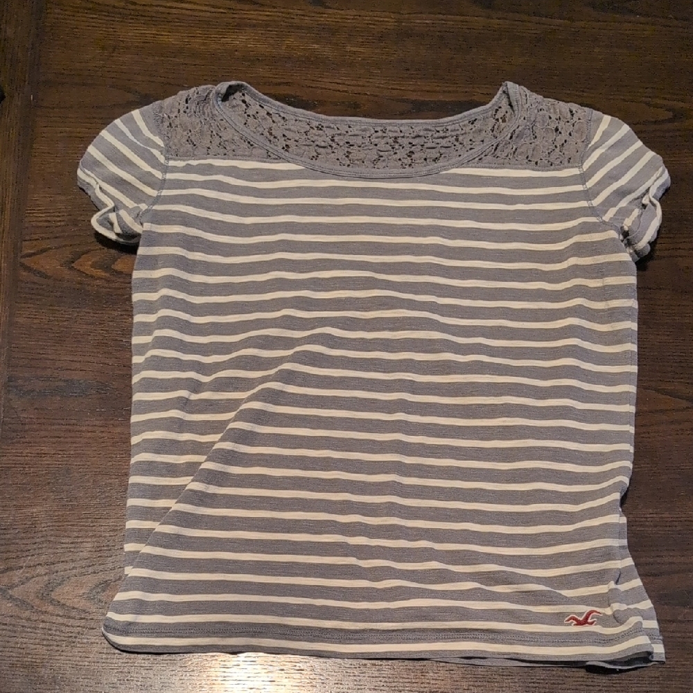 Hollister Striped Tee with Lace